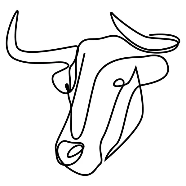 Continuous line buffalo or bull head. Single line vector illustration. — Stock Vector