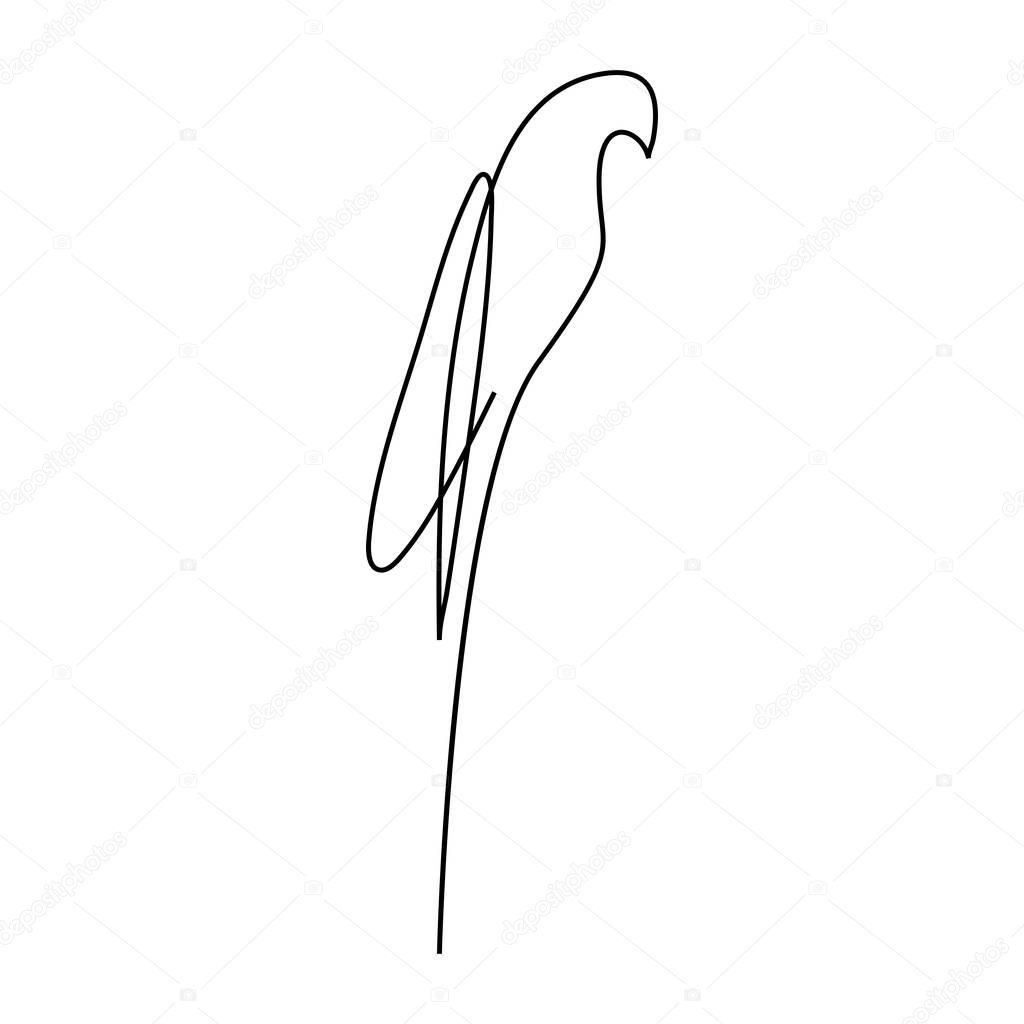 One line parrot design silhouette. Hand drawn minimalism style vector illustration