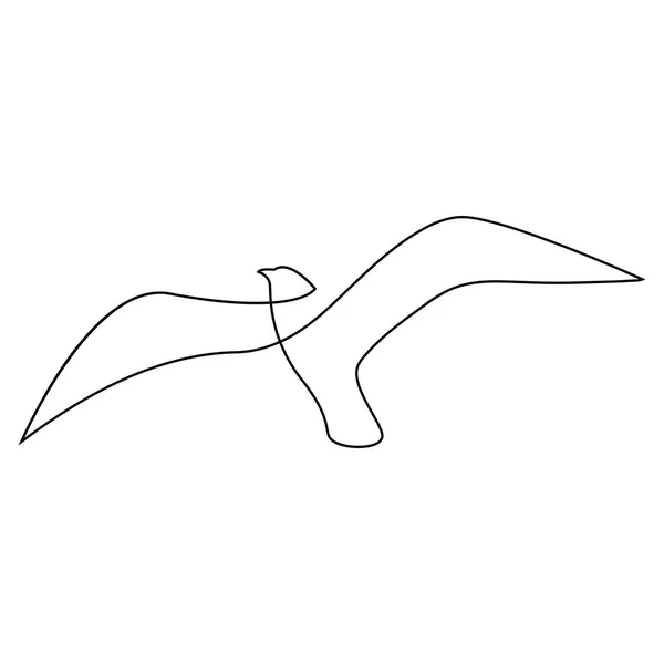 Μία γραμμή γλάρος ή γλάρος πετάει σχεδίαση σιλουέτα. Απεικονισμός χεριού μινιμαλισμού στυλ διάνυσμα — Διανυσματικό Αρχείο