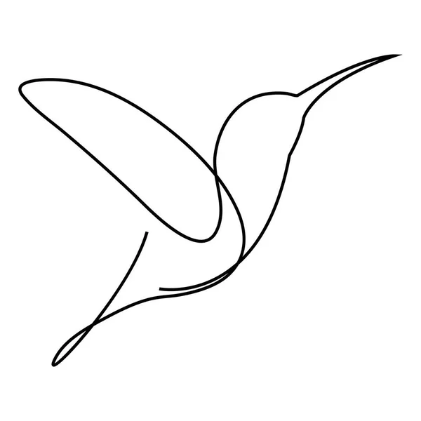 Una linea colibri vola design silhouette. Illustrazione vettoriale stile minimalismo disegnato a mano — Vettoriale Stock