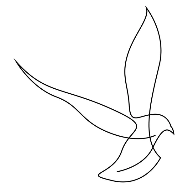 Una linea gabbiano o gabbiano vola design silhouette. Illustrazione vettoriale stile minimalismo disegnato a mano — Vettoriale Stock