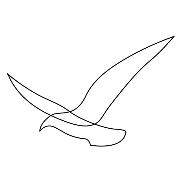 En linje mås eller Seagull flugor design Silhouette. Handritade minimalism stil vektor illustration — Stock vektor