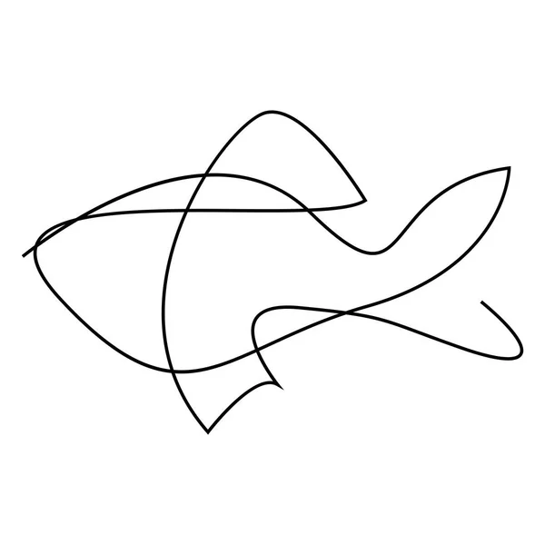 Silhouette de conception de poisson d'une ligne. Conception de logo. Illustration vectorielle style minimalisme dessinée à la main. — Image vectorielle
