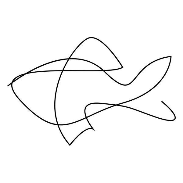 Eine Linie Fisch Design Silhouette. Logo-Design. Handgezeichnete minimalistische Vektor-Illustration. — Stockvektor