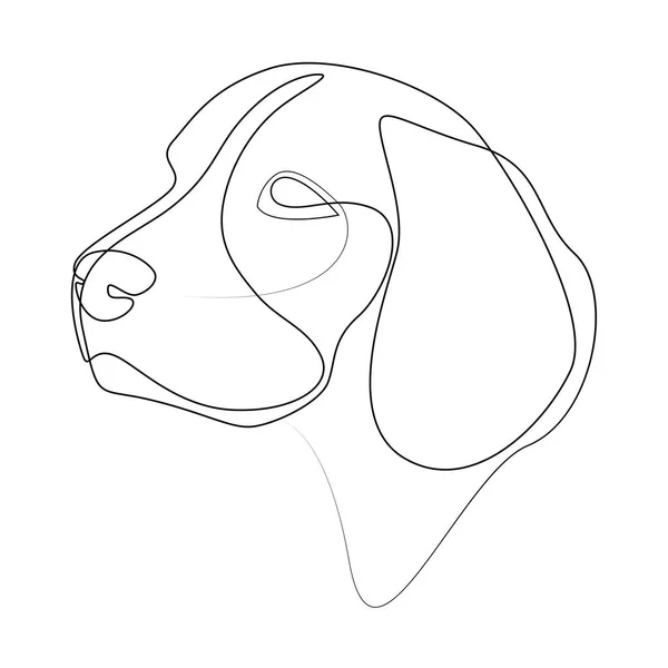 Continuous line Beagle. Single line minimal style dog vector illustration. Portrait — Stock Vector