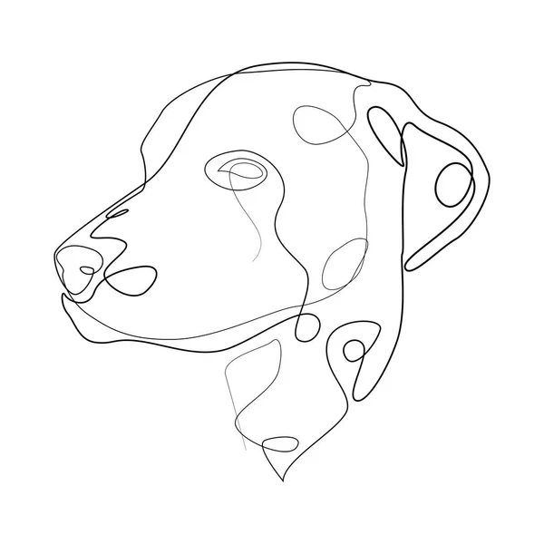 Continuous line Dalmatian. Single line minimal style dog vector illustration. Portrait — Stock Vector