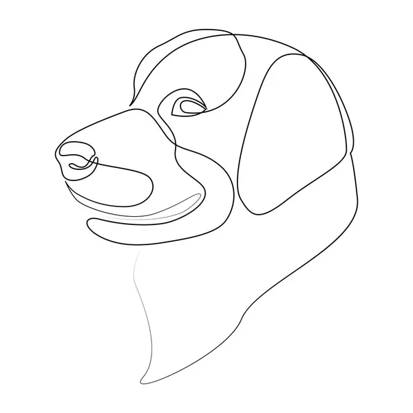 Continuous line Golden Retriever. Single line minimal style vector Labrador dog illustration. Portrait — Stock Vector