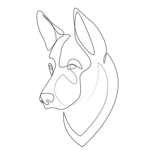 连续线德国牧羊犬。单行最小风格牧羊犬矢量插图。肖像 — 图库矢量图片