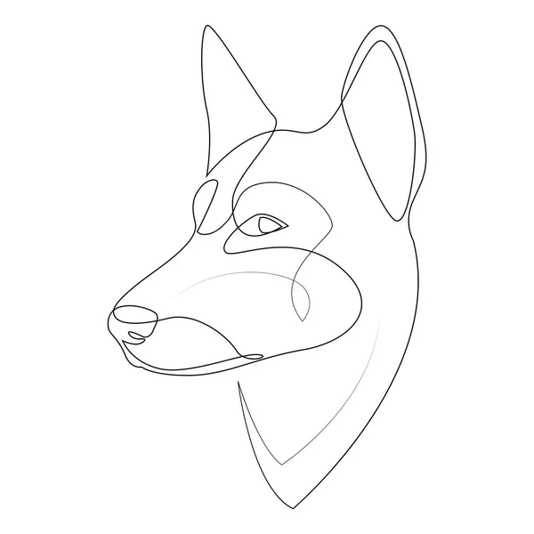 Continuous line German Shepherd. Single line minimal style Shepherd dog vector illustration. Portrait — Stock Vector