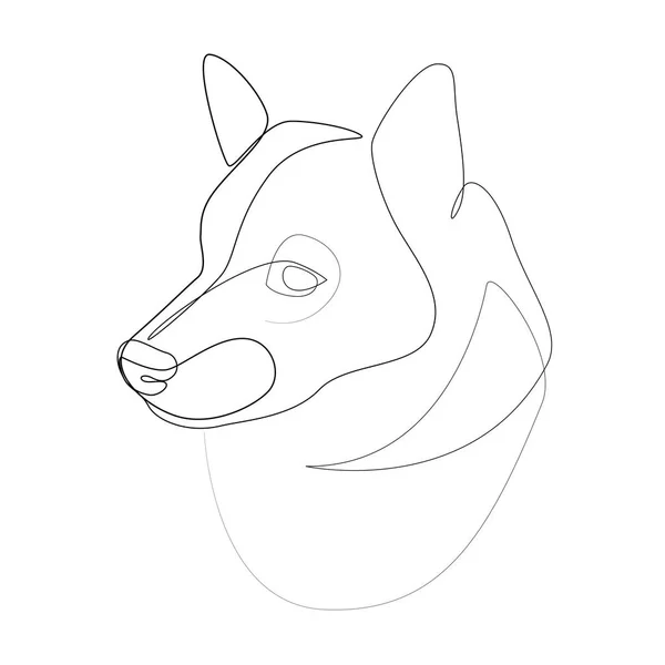 Linha contínua Shiba Inu. Ilustração de vetor de cão de estilo mínimo de linha única. Retrato —  Vetores de Stock