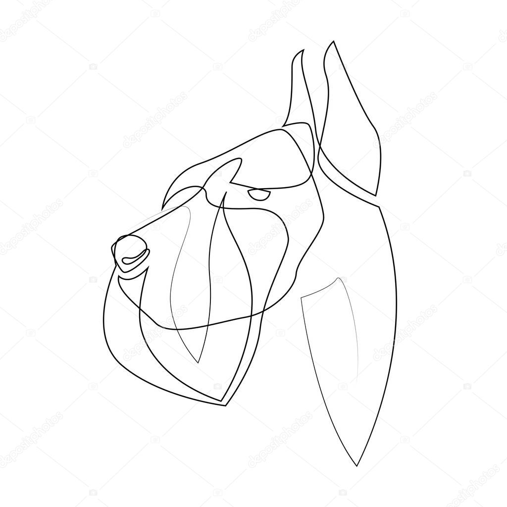 Continuous line Giant Schnauzer. Single line minimal style Riesenschnauzer dog vector illustration. Portrait