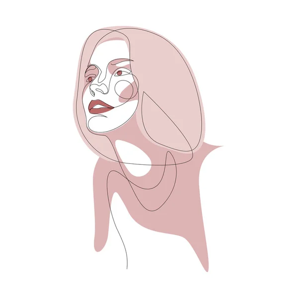 Een lijn meisje of vrouw portret ontwerp. Hand getekend minimalisme stijl vector illustratie — Stockvector