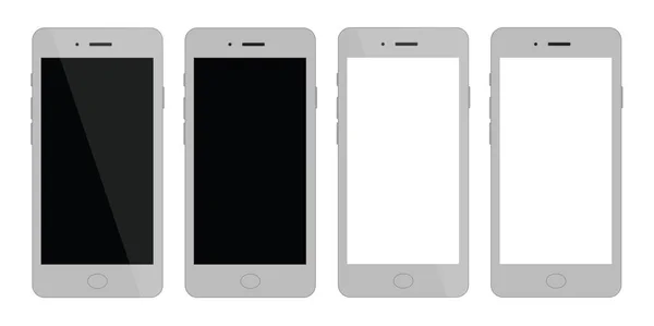 Téléphone intelligent vide. Smartphone avec écran blanc. Quatre variations. Illustration vectorielle — Image vectorielle