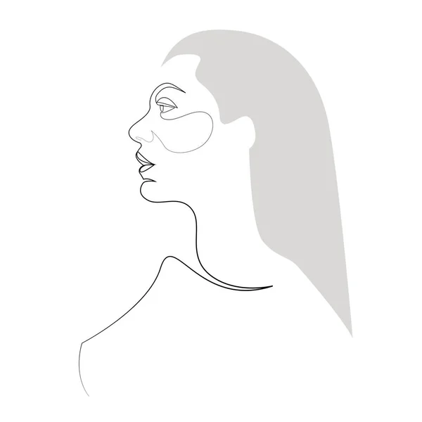 Uma linha menina ou mulher retrato design. ilustração vetor estilo minimalismo desenhado à mão — Vetor de Stock