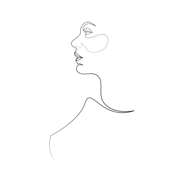 Uma linha menina ou mulher retrato design. ilustração vetor estilo minimalismo desenhado à mão —  Vetores de Stock