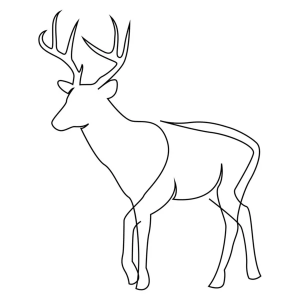 Jednoliniowa sylwetka jelenia. Ręcznie rysowany pojedynczy ciągły styl minimalizmu linii. Ilustracja wektora — Wektor stockowy