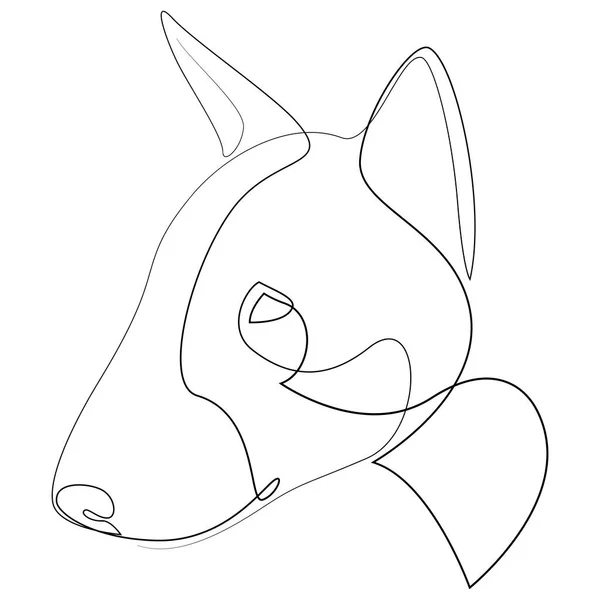 Bull Terrier retrato de cão vetor. Linha contínua. Desenho de linha cão — Vetor de Stock