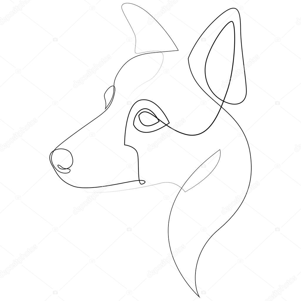 Border Collie vector Dog portrait. Continuous line. Dog line drawing