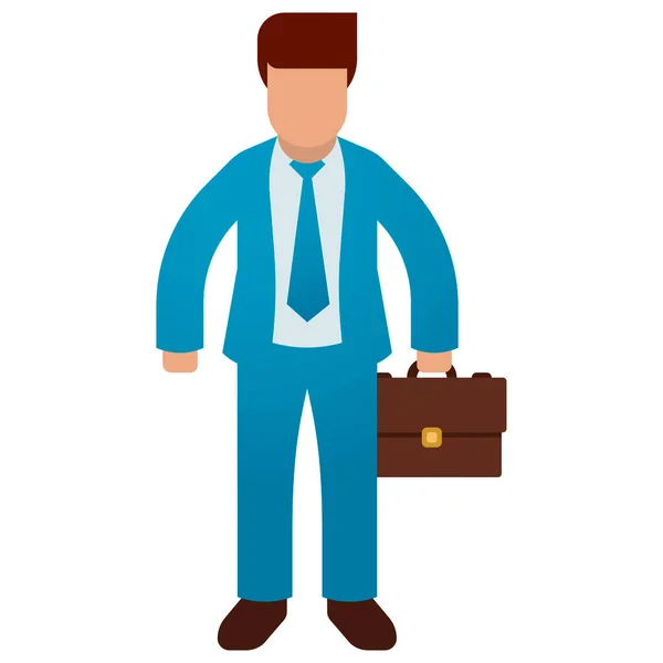 Businessman holding briefcase isolated on white background. Vector illustration flat design. Male cartoon character. Office manager in a business suit. Confident man — Stock Vector