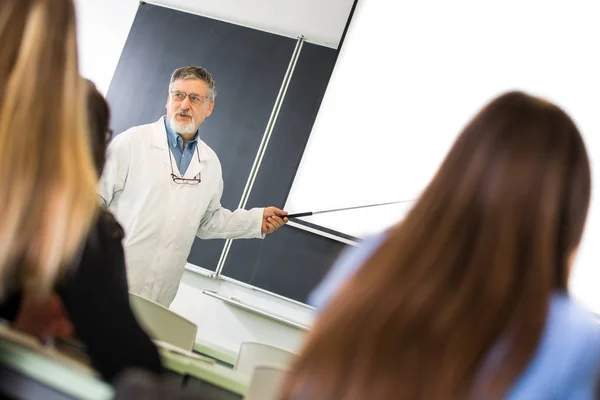 Professeur Chimie Médecine Physique Université Donnant Une Conférence Une Classe — Photo