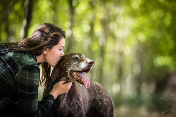 Saison Chasse Automne Chasse Sports Plein Air Femme Chasseuse Dans — Photo