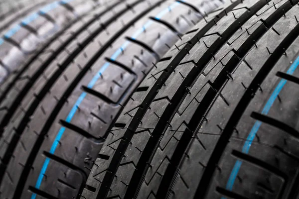 Stack Brand New High Performance Car Tires Clean High Key — Stock Photo, Image