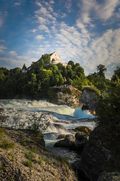 Caídas Del Rin Rheinfalls Cascada Llana Más Grande Europa Encuentra —  Fotos de Stock