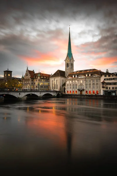 Zürich Schweiz Blick Auf Die Altstadt Mit Der Limmat — Stockfoto