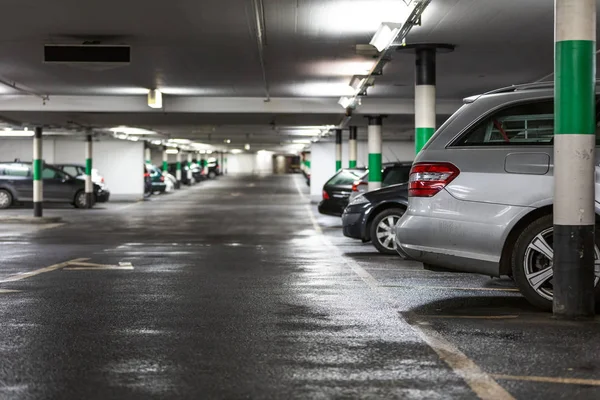 Underground Parking Garage Shallow Dof Color Toned Image — Stock Photo, Image