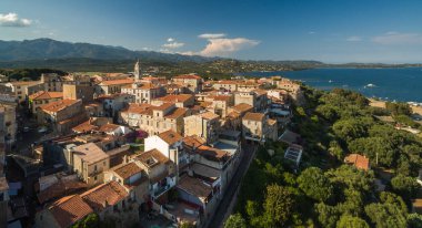 Porto-Vecchio eski şehir, Corsica, Fransa havadan görünümü