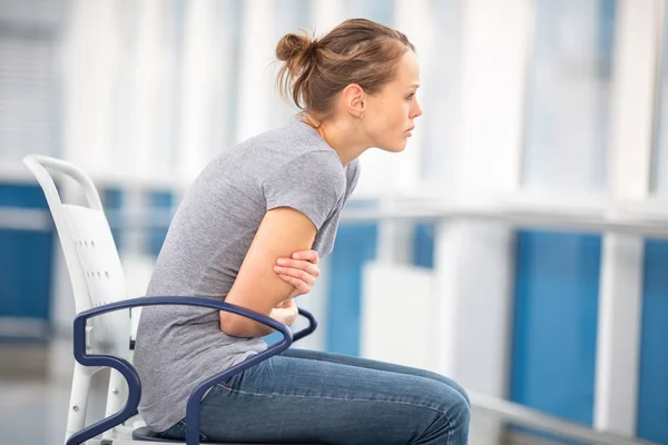 Female Patient Sitting Wheelchair Patients Feeling Well Enough Stand Waiting — Stock Photo, Image