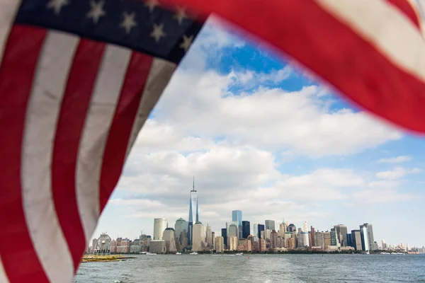 Kilátás Alsó Manhattanre Liberty State Parkból — Stock Fotó