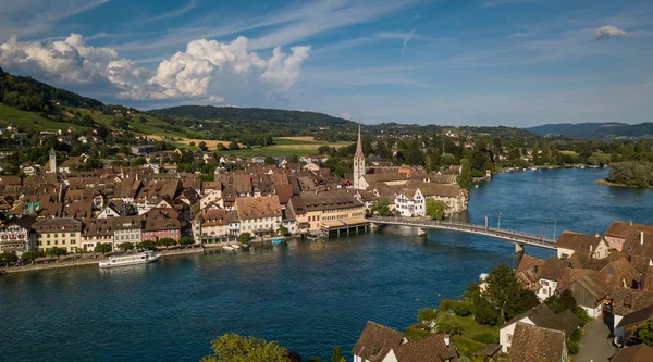 Aerial view of Stein-Am-Rhein medieval city near Shaffhausen — Stock Photo, Image