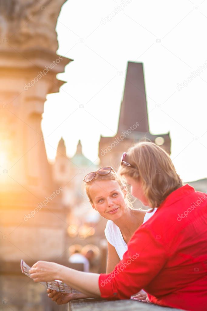 Mother and daughter traveling 