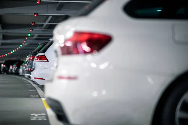 Underground Garage Modern Car Parking Lots Vehicles Perspective — Stock Photo, Image