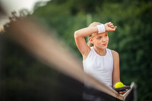 Ritratto Una Giovane Tennista Donna — Foto Stock