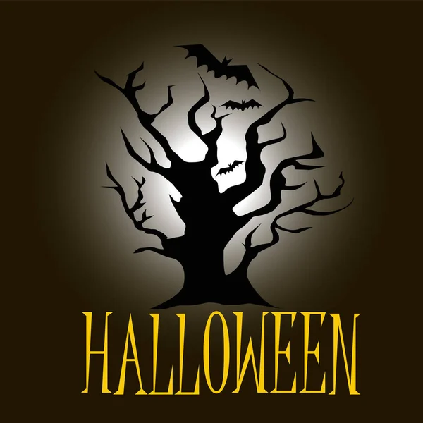 Arbre Halloween Sur Fond Sombre — Image vectorielle