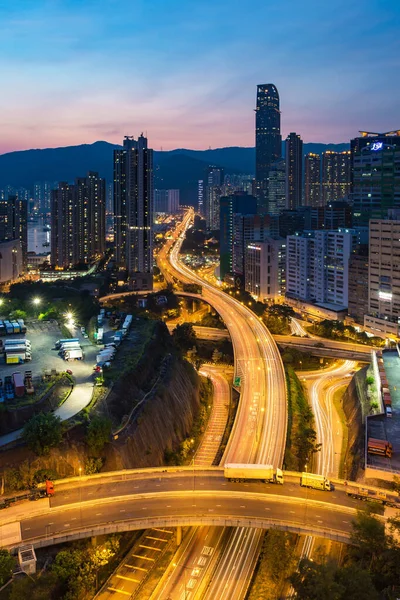 Hong Kong Sierpień 2015 Widok Nocy Hongkongu Dzielnicy Tsuen Wan — Zdjęcie stockowe