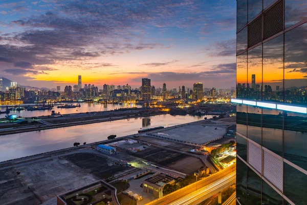 Sonnenuntergang Hongkong Bei Kwun Tong — Stockfoto