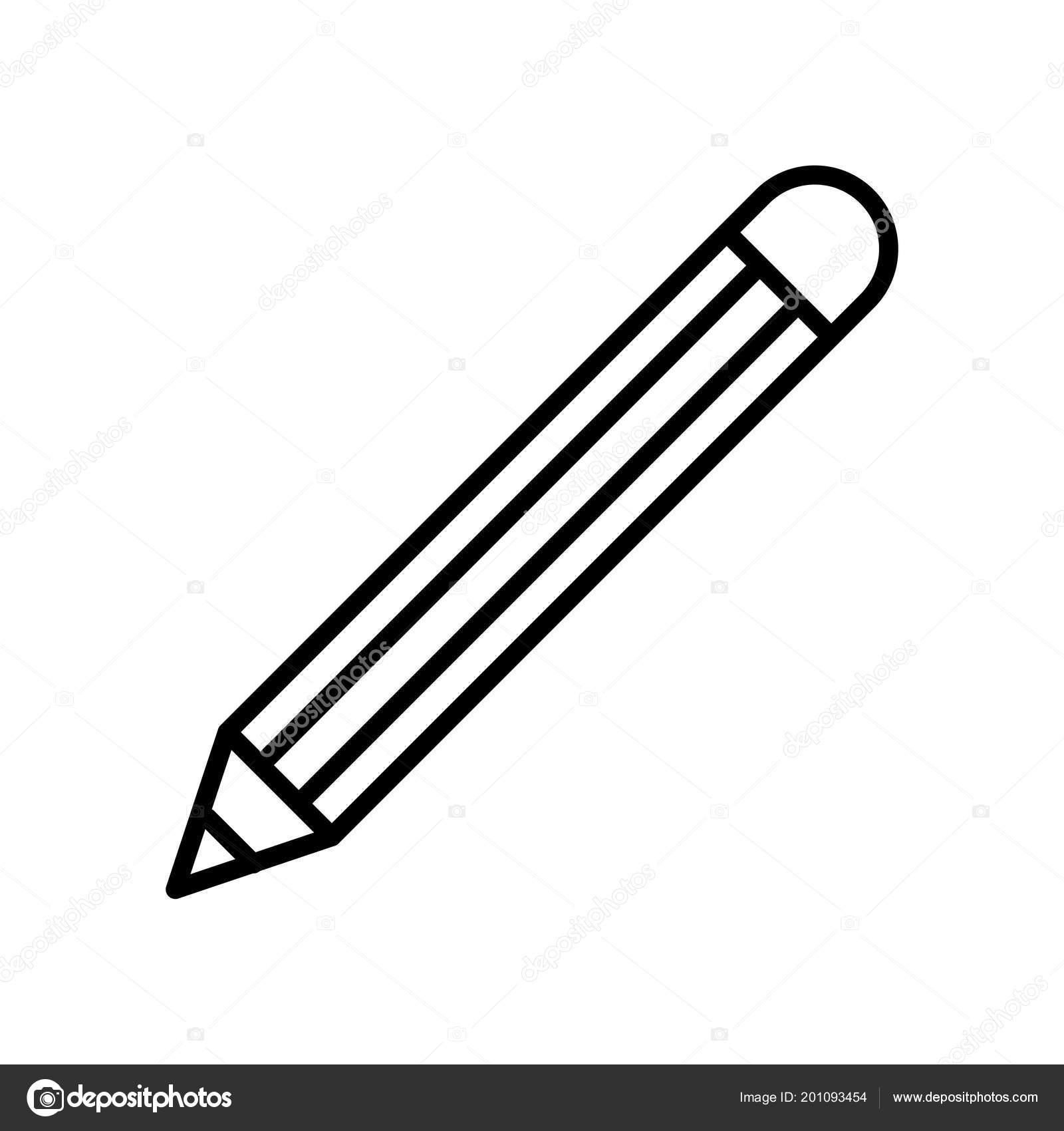 Pencil with eraser line icon isolated on white background