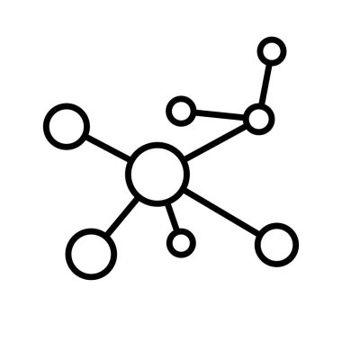 Atom satırı simgesi beyaz arka plan üzerinde izole. Bilim, eğitim, nükleer fizik, bilimsel araştırma sembolü. Elektron ve protonssign. Düz tasarım. Vektör çizim