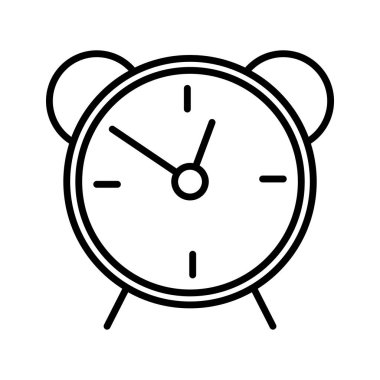 Çalar saat satırı simgesi beyaz arka plan üzerinde izole. Uyan, kavram olsun. Zaman işareti. Düz tasarım. Vektör çizim