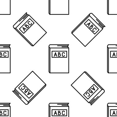 ABC kitap satırı simgesi Dikişsiz desen beyaz arka plan üzerinde. Sözlük kitap işareti. Alfabe kitap simgesi. Düz tasarım. Vektör çizim