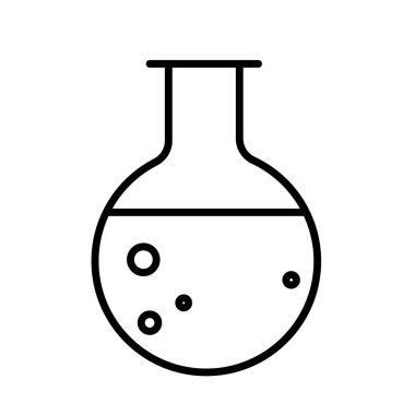 Tüp bebek ve şişesi - beyaz arka plan üzerinde izole kimya laboratuvar test satırı simgesi. Laboratuvar cam işareti. Düz tasarım. Vektör çizim