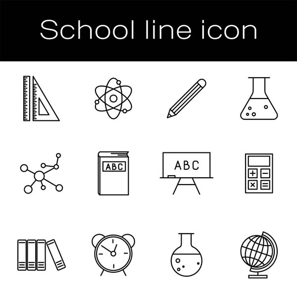 Линия "Школа и наука", линия "Образование" - ученики и выпускники, изолированные на белом фоне. Плоский дизайн. Векторная миграция
