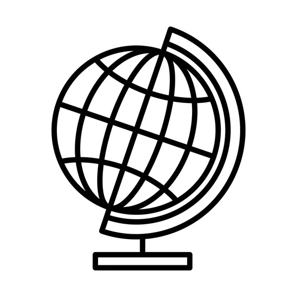 Значок Земной Шаровой Линии Изолирован Белом Фоне Плоский Дизайн Векторная — стоковый вектор