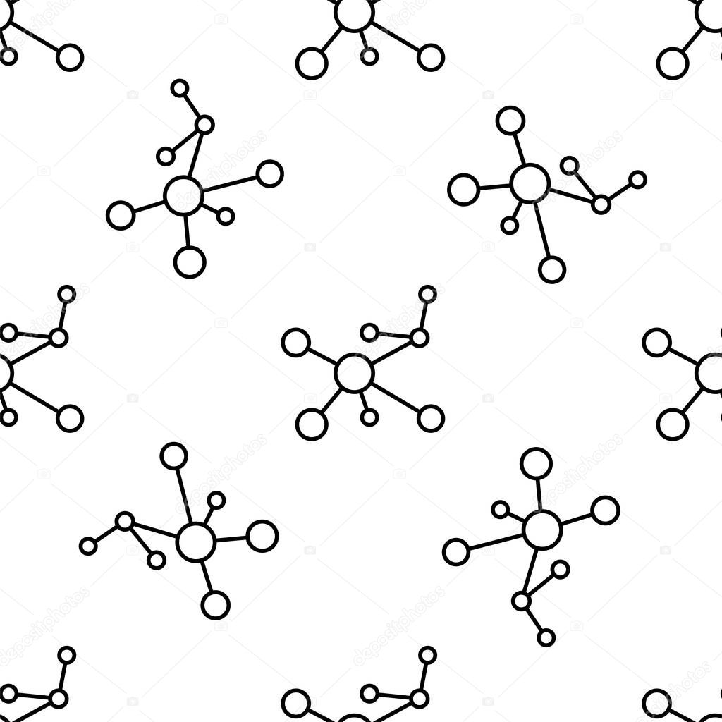 Atom line icon seamless pattern on white background. Symbol of science, education, nuclear physics, scientific research. Electrons and protonssign. Flat design. Vector Illustration