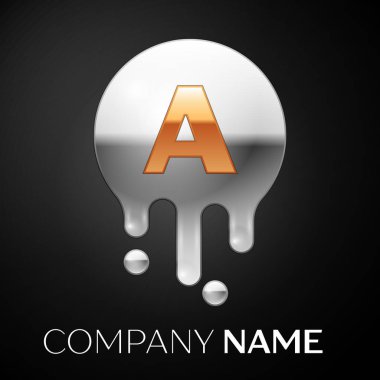 Bir sıçrama logo mektup. Altın nokta ve gümüş kabarcık mektup tasarım siyah arka plan üzerine. Vektör çizim