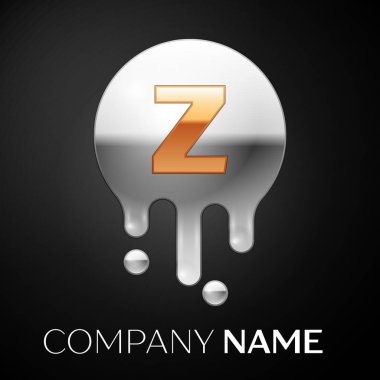 Z harfi sıçrama logosunu görmeniz gerekir. Altın nokta ve gümüş kabarcık mektup tasarım siyah arka plan üzerine. Vektör çizim