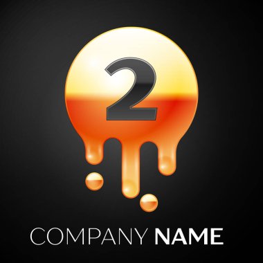Numara iki sıçrama logosunu görmeniz gerekir. Altın nokta ve gümüş kabarcık mektup tasarım siyah arka plan üzerine. Vektör çizim